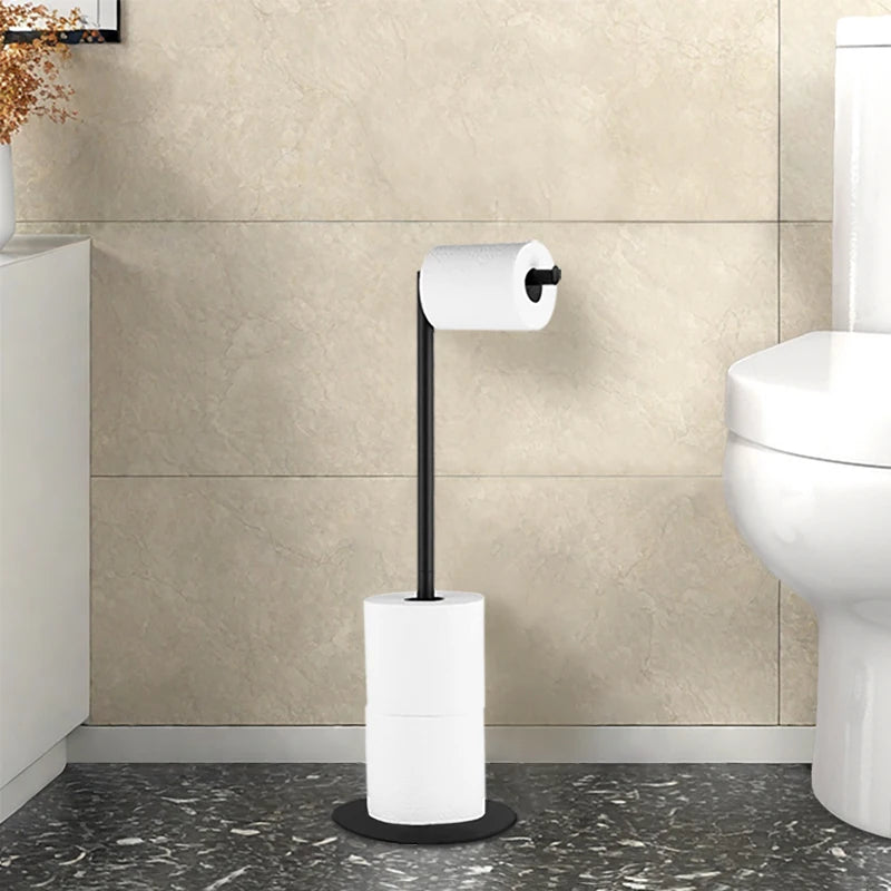 Stainless steel standing toilet paper holder - Space-saving design, can hold multiple rolls of paper, suitable for bathroom, etc
