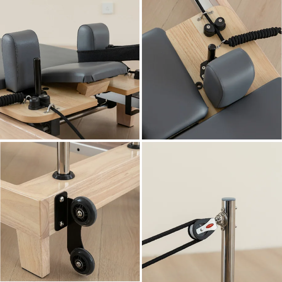 Premium Space Saving High Quality Springs Home Studio Use Foldable Oak Pilates Reformer