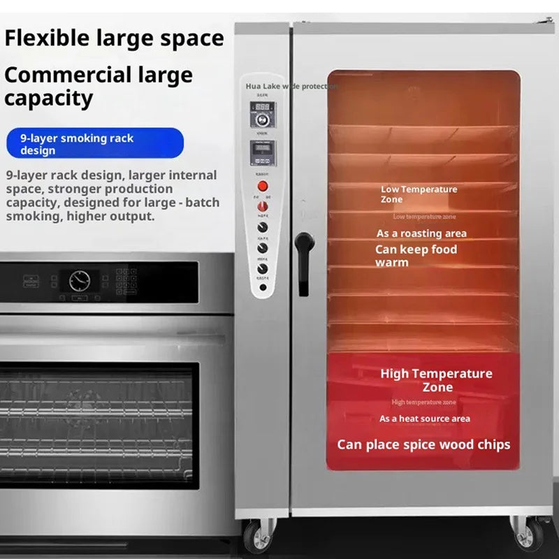 Automatic Gas Steam Dried Sausage Steam Heat Bacon Fish Catfish Smoked Meat Oven Meat Smoker Machine