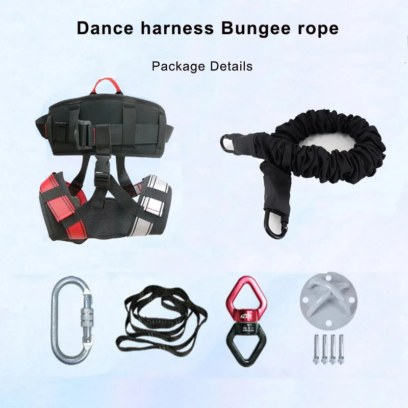 Full Set 50kg-150 Pounds Aerial Bungee Jumping Equipment Latex Bungee Cord Dance Fitness Resistance High Safety Eco-Friendly