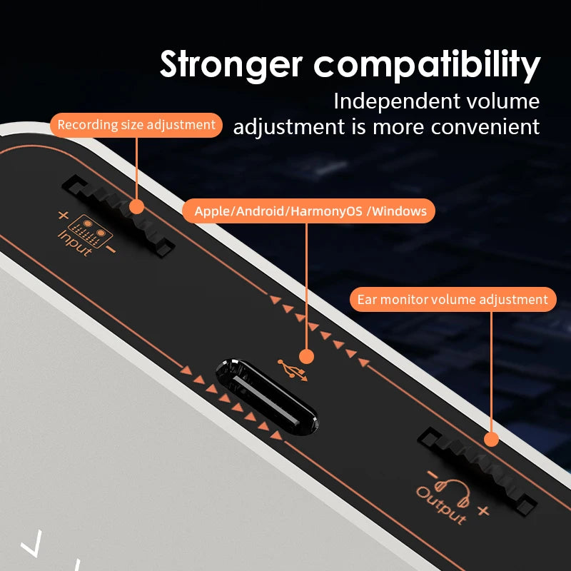 24Bit/192kHz Stereo Live Broadcast Adapter 3.5mm Dock Streaming Audio Interface for Phone High-Fidelity Live Stream Sound Card