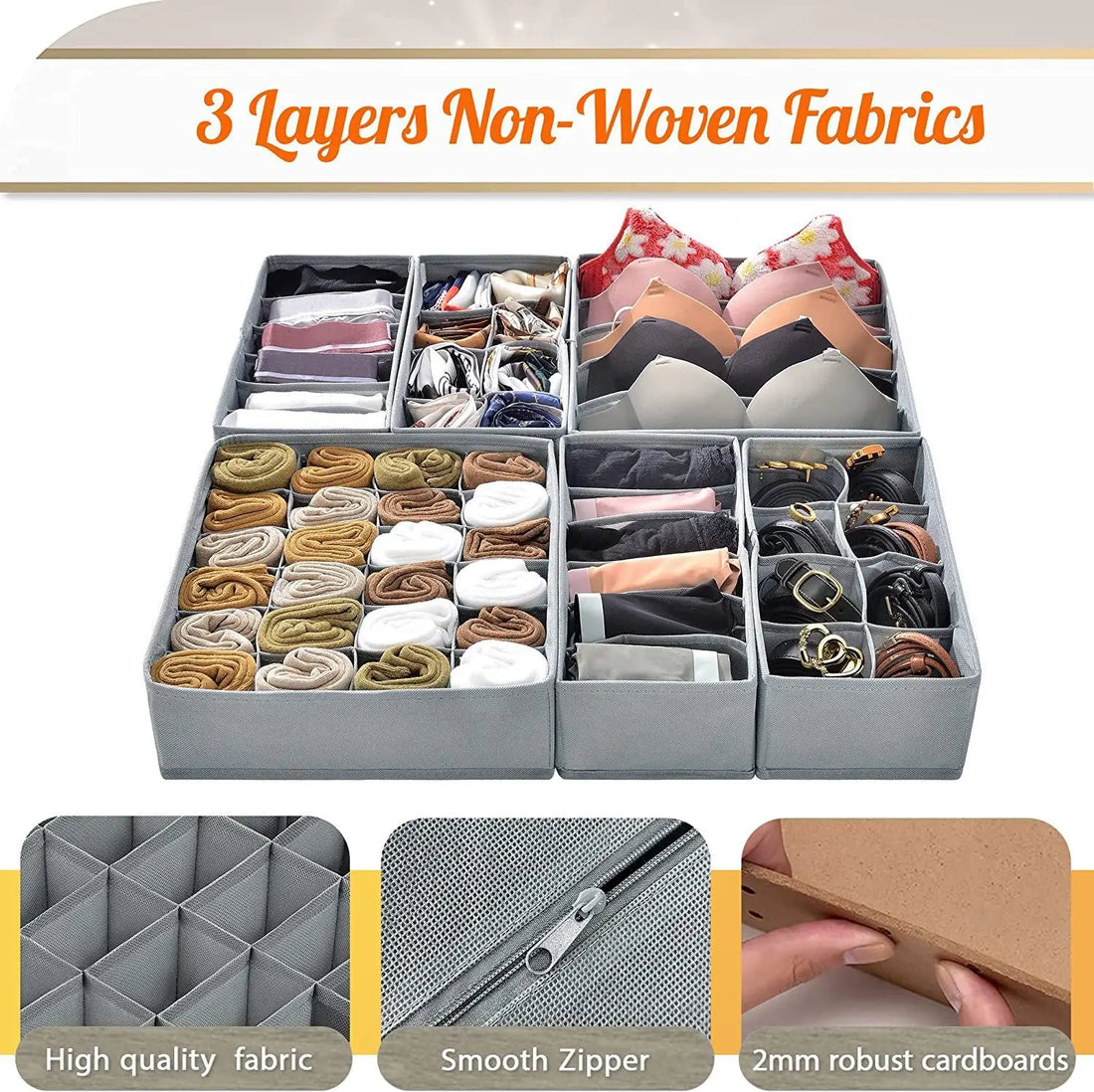 IN STOCK 8PACK Cabinet Organizer Clothes Foldable Dresser Storage Basket Organizers and Storage Bins for Storing Underwear,Bra,