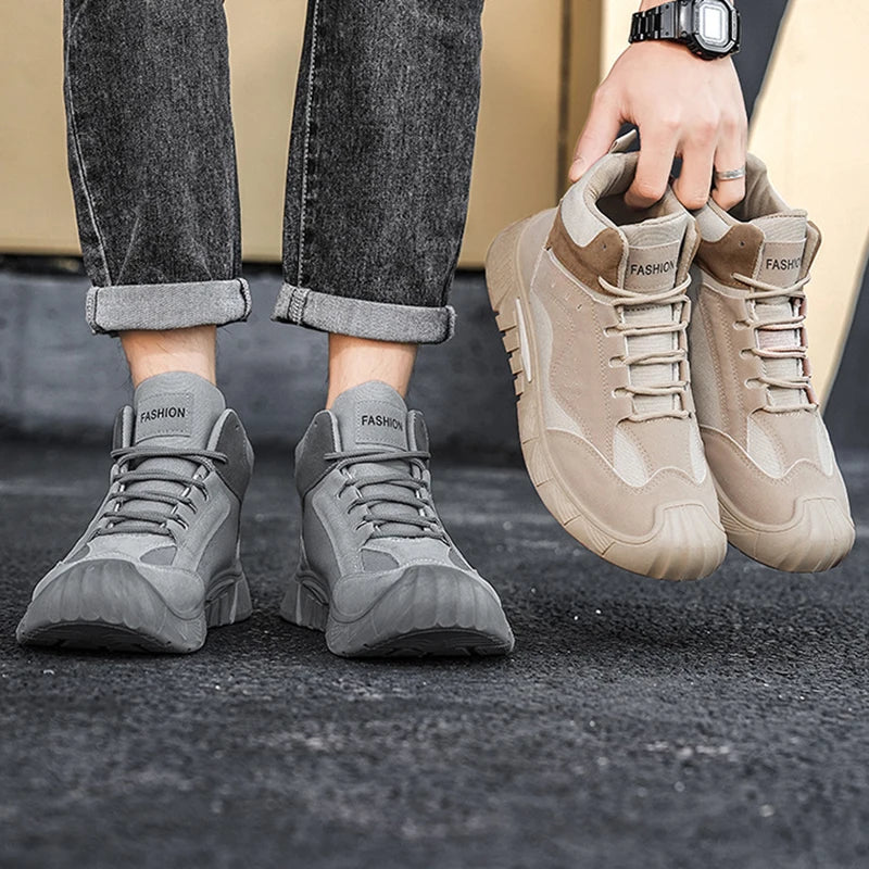S 39-44 Men's New Non-slip Wearable Sneakers Fashionable Versatile High-top Platform Casual Shoes for Men