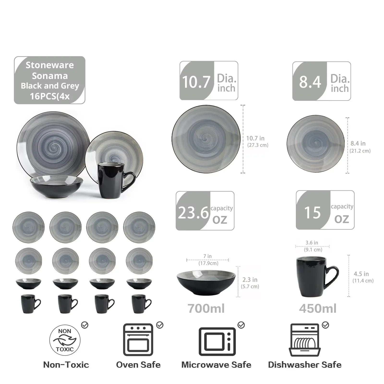 Semtember Promotion Grey Round Western Style Ceramic Plates Unique Design Ceramic Plate Microwave Safe Dinnerware Sets Festival