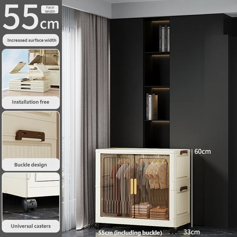 55-85CM Multifunctional Wardrobe Thickened And Movable Cabinet Suitable For Organizing In Children'S And Babies' Bedrooms