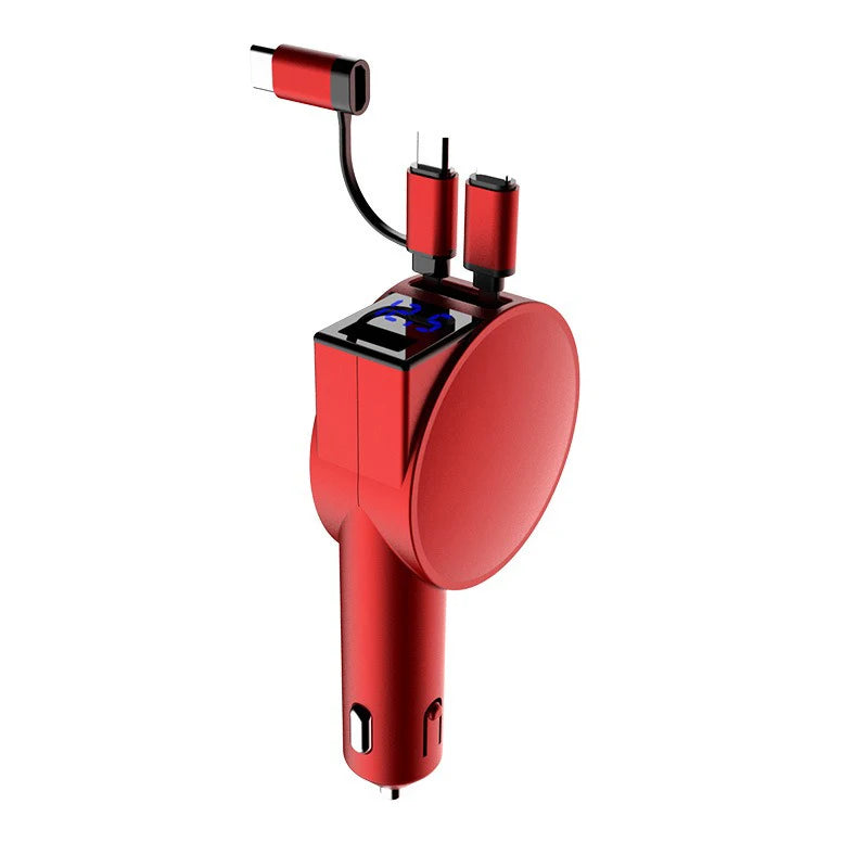 New 60W Super Fast Charging 3-in-1 Electric Car Charger Telescopic Charging Cables Adapters Android IOS Phone US Socket 3A