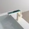 Modern LED White Brass Deck Mounted Electric Basin Single-Hole Water Mixer Tap Digital Temperature Display for Bedroom Bathroom