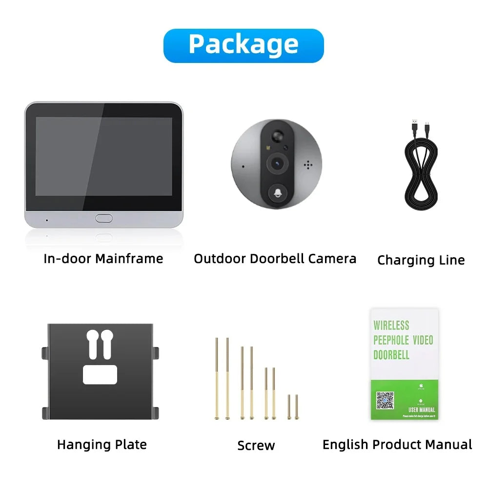 Tuya Smart Low Power Home 3MP Smart Video Doorbell Two Way Audio Ring Bell 2.4G WIFI Wireless Door Peepholes Eye With Camera
