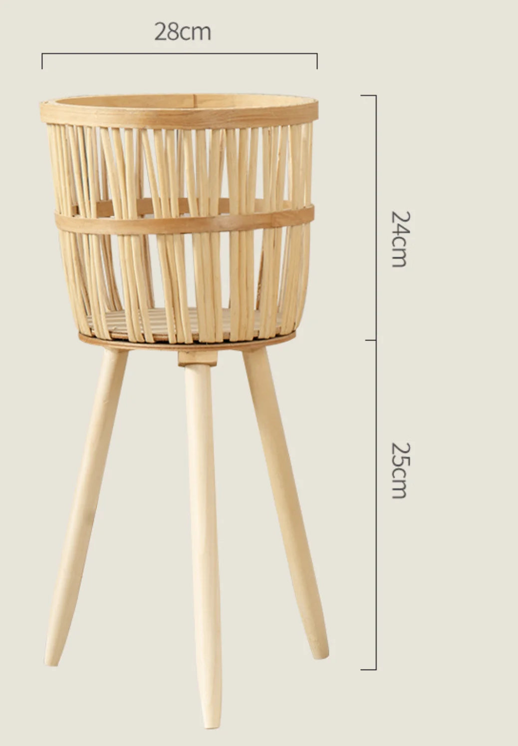 RTS Bamboo Woven Flower Pot Wood Plant Stand Wicker Rattan Plant Basket for Home Decor Balcony Living Room Functional Floor Vase