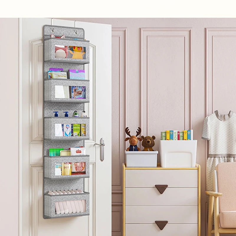 Foldable Wall Mount Hanging Organizer Storage over Door 5 Large Pockets for Toy and Stuffed Animal for Wardrobe Use