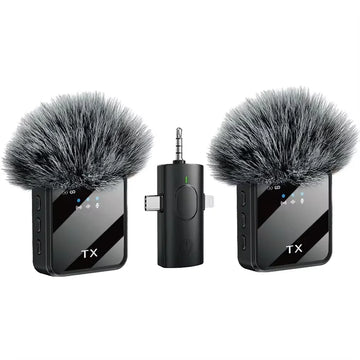 Portable Dual Mini Wireless Microphone 3 in 1 USB C MIC Noise Canceling Tiny Lavalier for Video Recording TikTok