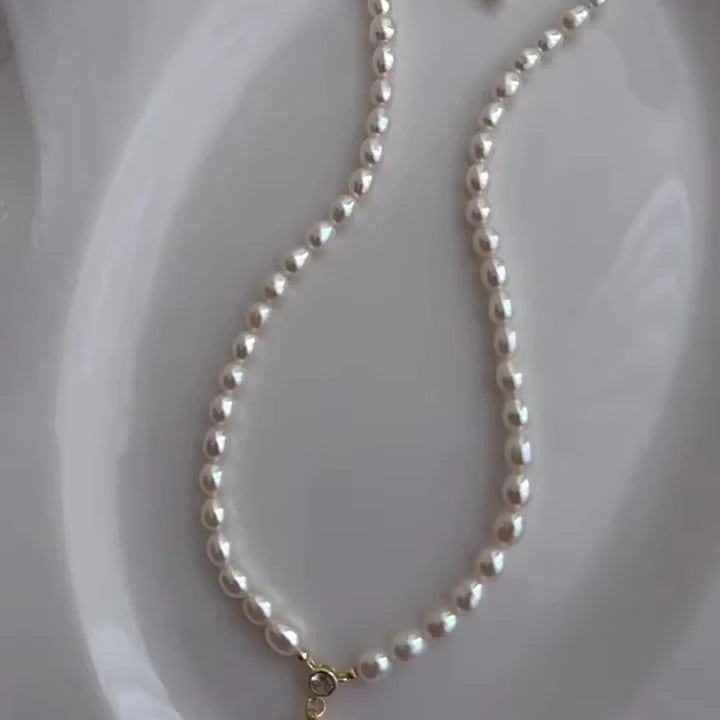 Wholesale 14K Gold-Filled 3A 4-5mm Small White Freshwater Pearl Beaded Necklaces Classic Link Chain Unisex Perfect Gift