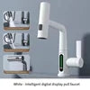 Synchro Modern Bathroom Sink Faucet with LED Temperature Display, 360° Rotation, Waterfall Spout & Pull-Out Sprayer (Hot/Cold)