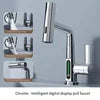 Synchro Modern Bathroom Sink Faucet with LED Temperature Display, 360° Rotation, Waterfall Spout & Pull-Out Sprayer (Hot/Cold)