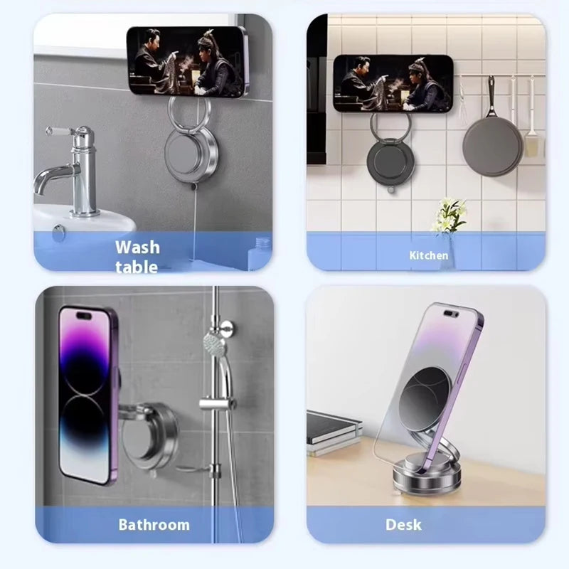 N2 Magnetic Multi-Angle Rotation Car Desk Wall Vacuum Adsorption Suction Mobile Cell Phone Holder for Washroom Dashboard Window
