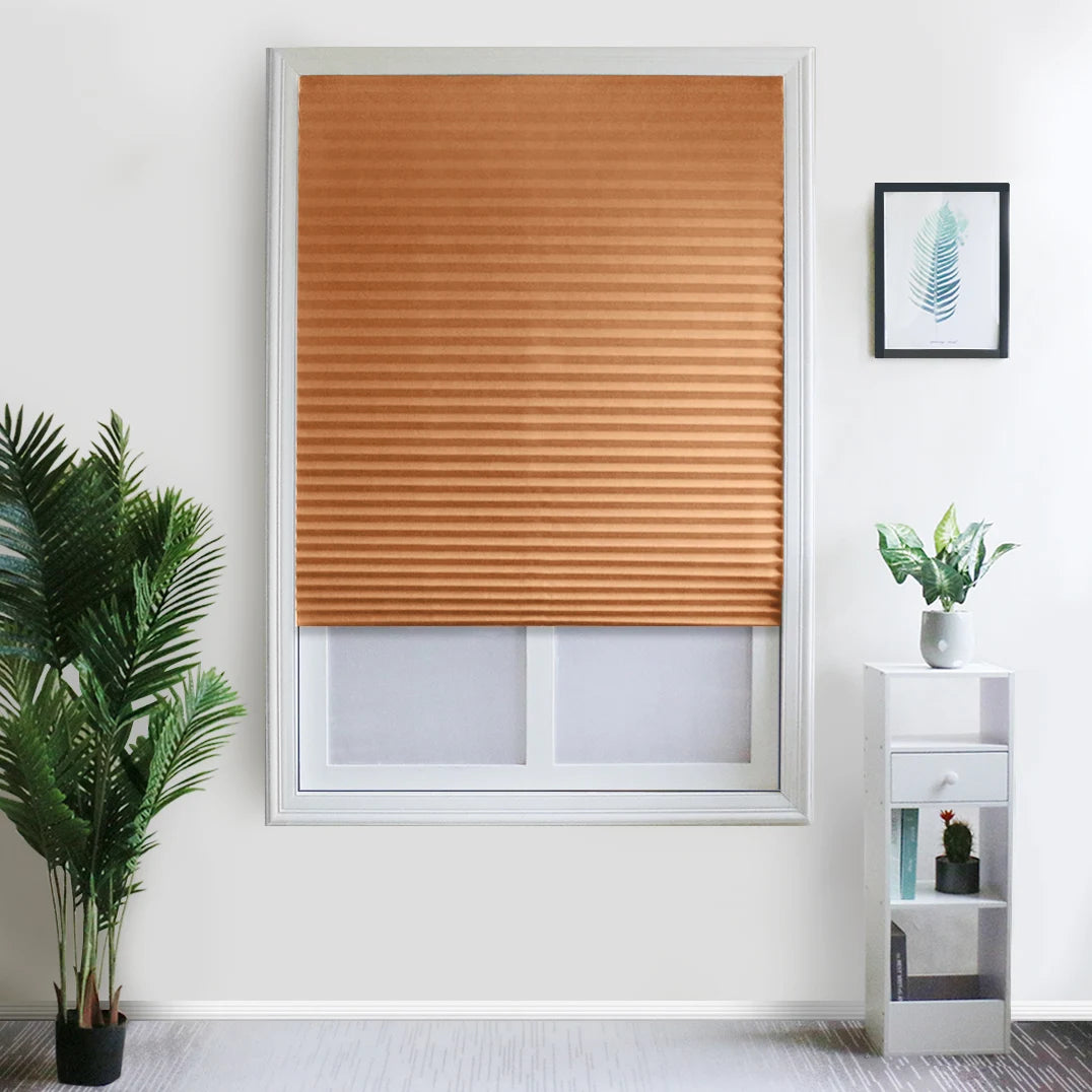 Easy to Install Light Filtering Pleated Paper Shades for Window Temporary and Portable Blinds with Clips Roman Zebra