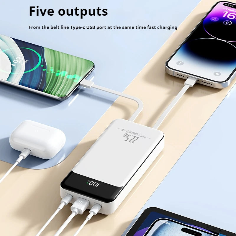 New Product Hot Selling Power Bank Fast Charging 20000Mah Built-In Three Cables Convenient Charging Slim Portable Power Banks