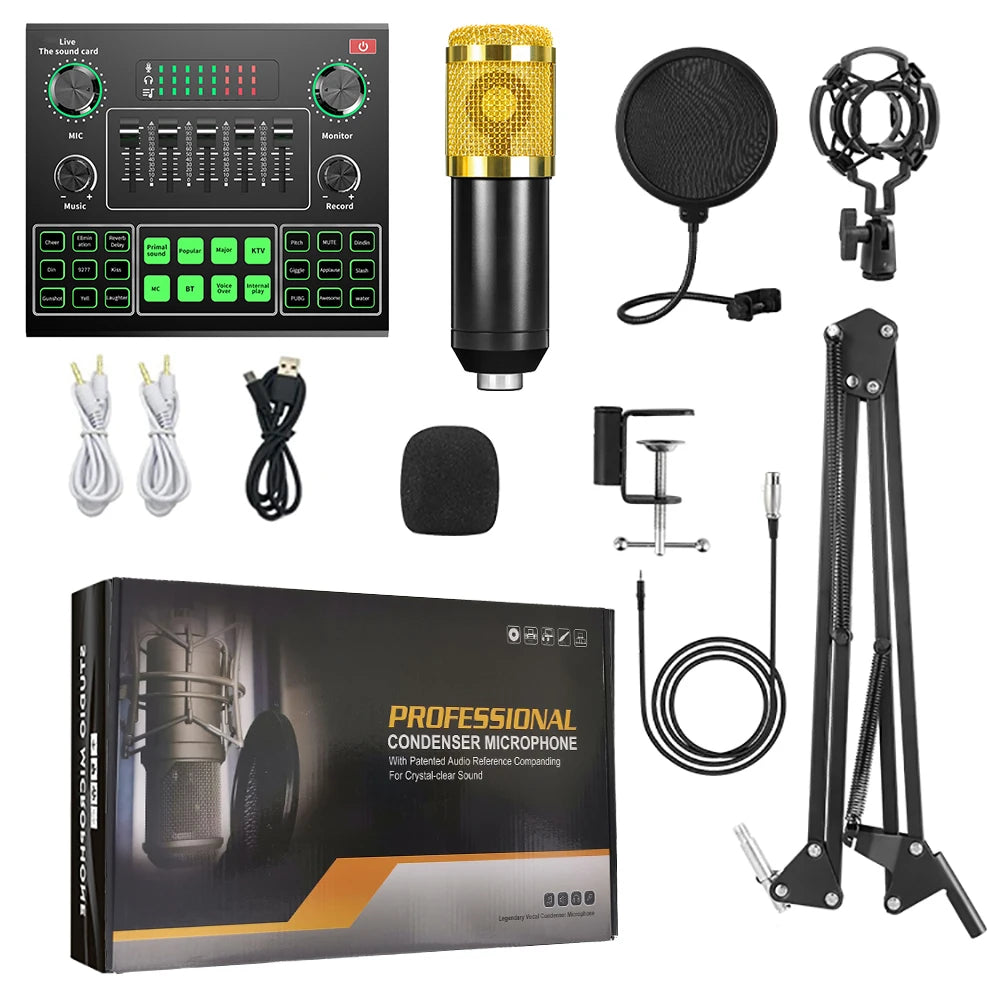 USB V9 Sound Card Bm800 Mic Professional Studio Microfono Condensador Bm 800 Podcast Equipment Microphone and Sound Card Set