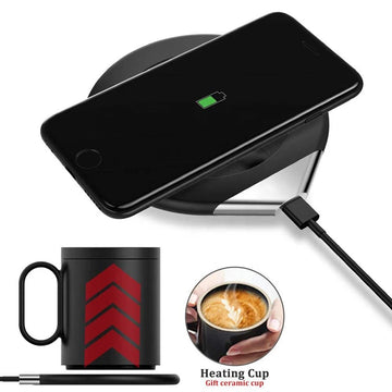 Dropshipping Electric Usb Cup Warmer Thermostatic Mug Heater Ceramic Cup With Wireless Charger