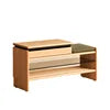 Half House Modern Style Solid Wood Durable Shoe Changing Stool with Large Storage Shoe Rack and Bench