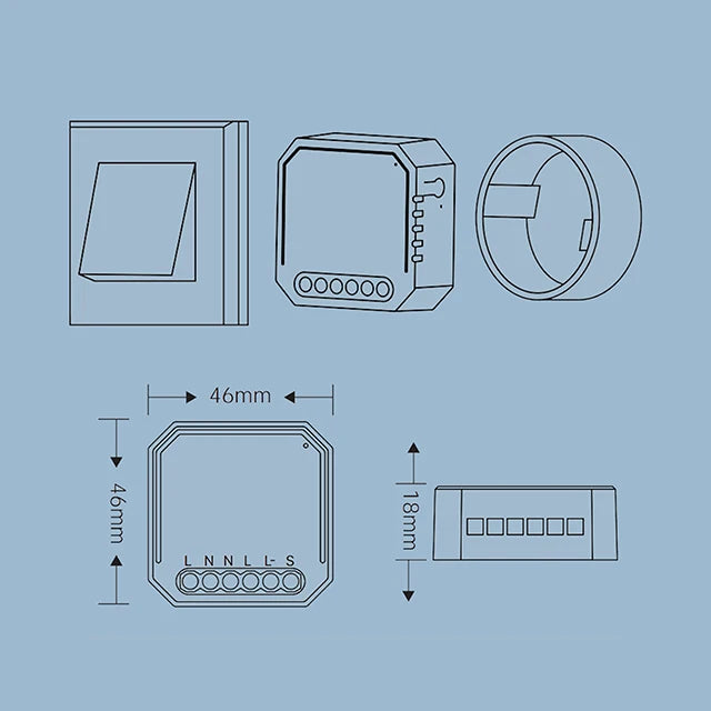 Tuya Smart 2 Gang WiFi Wireless Switch Module App & Voice Control for Hotel Smart Home Devices