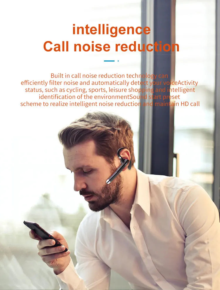 Bluetooth Earphones 5.3 Headphones Stereo Handsfree Noise Canceling Wireless Business Headset With HD Mic For All Smart Phones