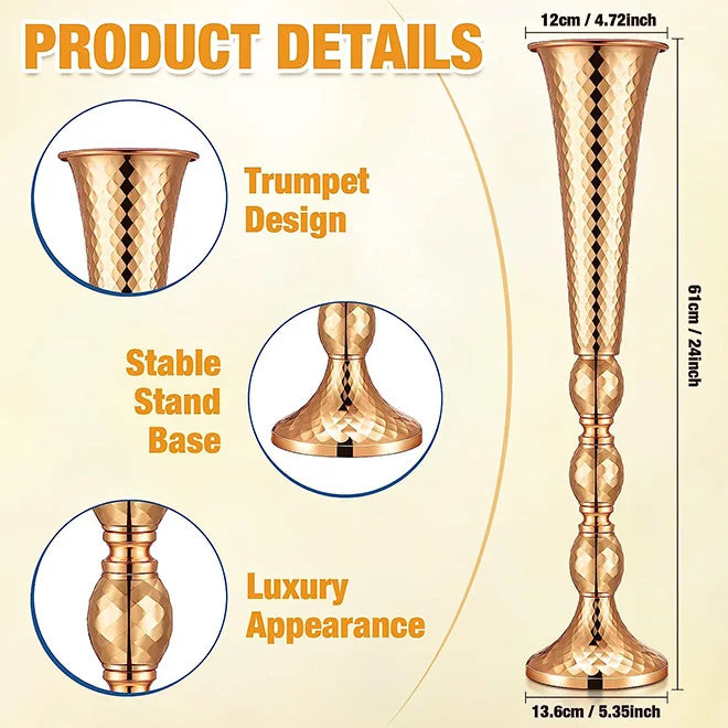 Factory Price Wedding Decorations Gold Iron Vase Pillar Indoor Greek Vases Artificial European Arrangement for Anniversary