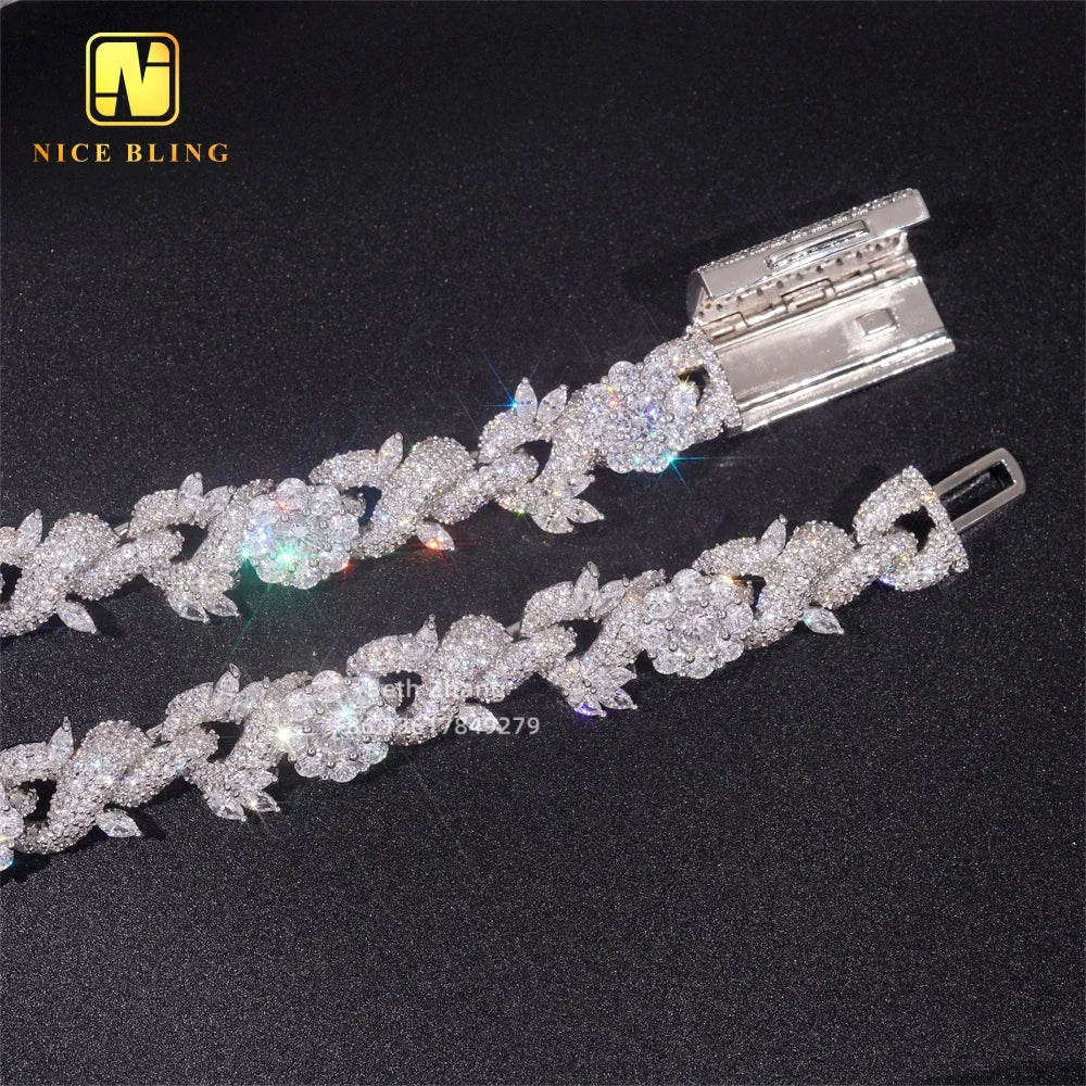 Custom Cuban Chains Fashion Hip Hop Jewelry 15mm Brass CZ Diamond Link Necklace Men Unique Design Cubic Zirconia Necklaces