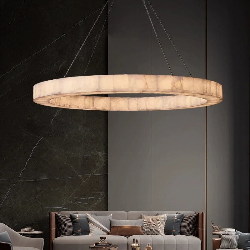 Manufacturers Wholesale High-grade Spanish Natural Marble Chandelier Designer Round Long Marble Lamp
