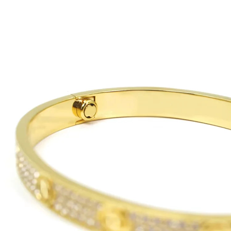 Luxury 18K Gold Stainless Steel Screw Bracelet Zirconia Heart Design Fashionable Mens Bracelets Wholesale