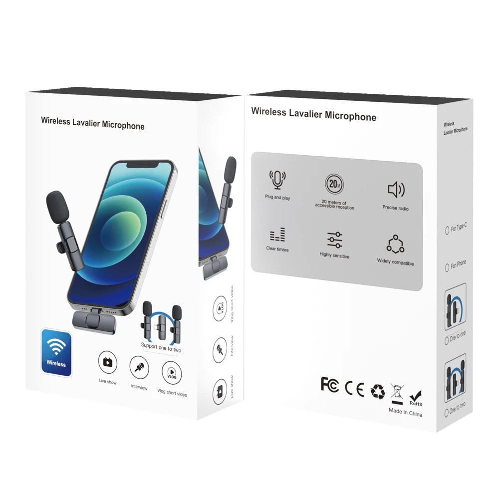K3 2 in 1 Popular Wireless Microphone Light Ning Podcast Equipment for Mobile Phone Professional Wireless Microphone