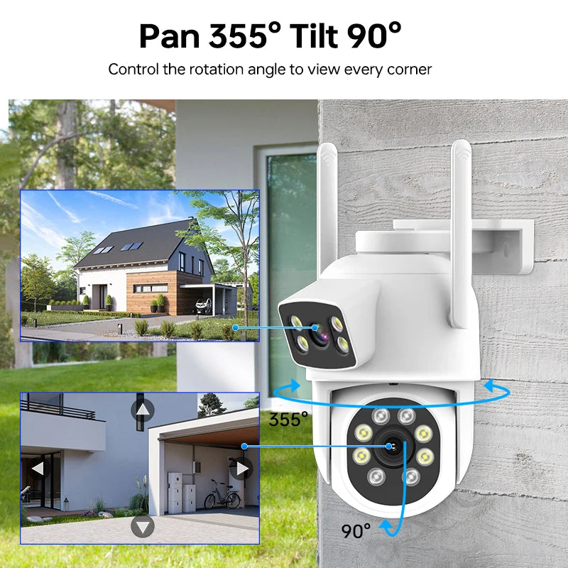 New Arrival Smart Security Network Camera Night Vision Dual Lens Design 4MP HD Resolution CCTV WiFi Camera