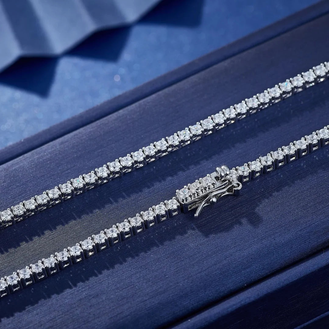 Wholesale 2mm 3mm 4mm CZ Cubic Zirconia Link Necklace 16Inch 18 Inch Fashion Women Tennis Necklace Chain