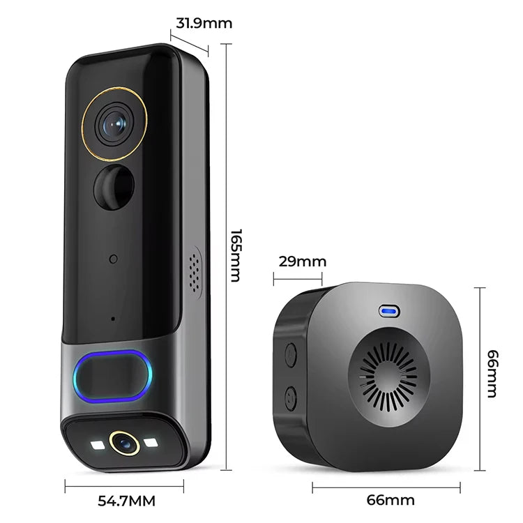 New Dual Wifi Camera Doorbell Outdoor Human Detection Night Vision   APP Control Wireless HD Smart Wifi Video Doorbells