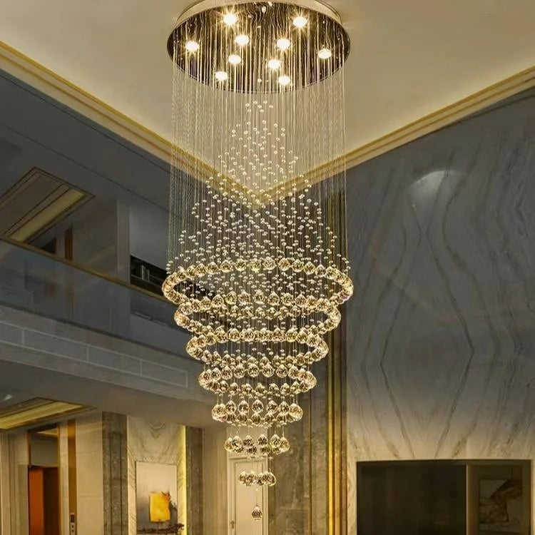 Factory Licht Luxury Crystal Chandelier Hanging Pendant Lamp for Villa Staircase Restaurant Hall Lighting