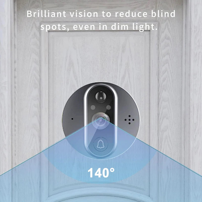 Mini Smart Life App 3MP 140° Wide View Angle 2.4Ghz Wifi Magic Door Peephole Eye Camera Digital Door Viewer Doorbell
