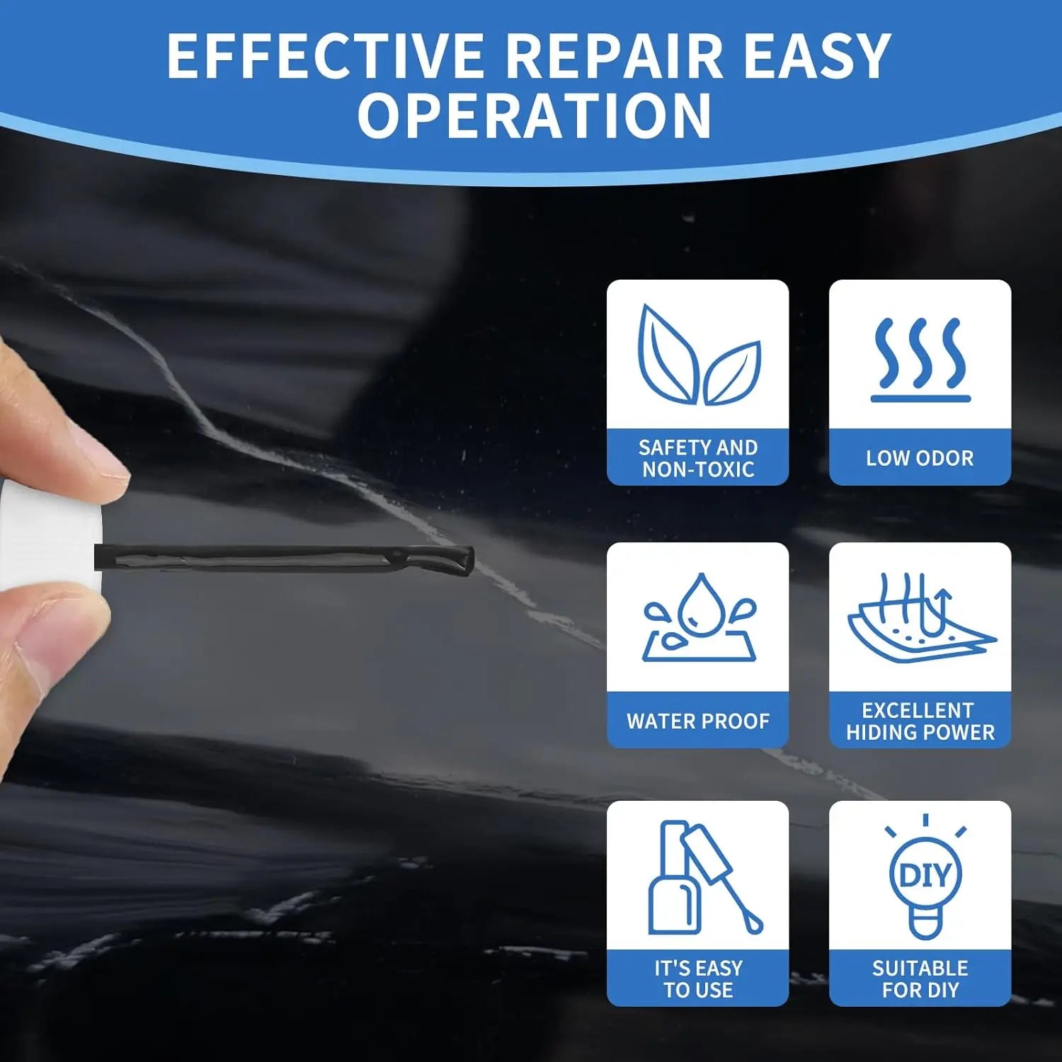 Black High Gloss Touch Paint Pen for Multi Surface Repainting Includes Wall Appliance Maintenance Washing Machine Microwave Oven