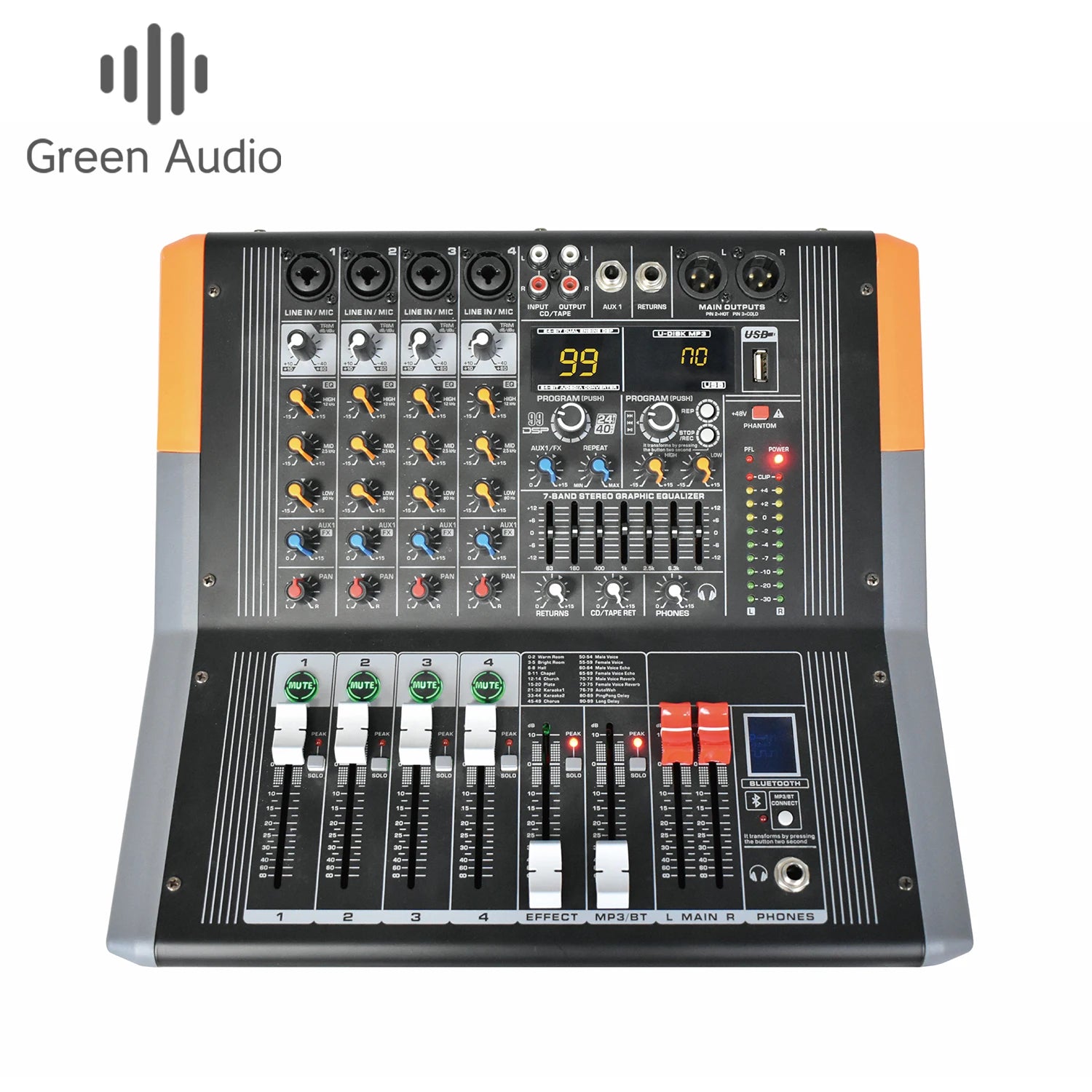 GAX-EP4 4/6/8 Channel Professional Power Mixer Build in Amplifier 600 Watts 99 DSP Effects