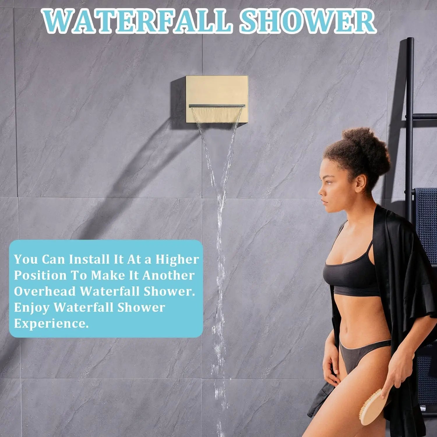 Concealed Thermostatic Shower Mixer Valve, Brass Shower Diverter Valve Flow Control Valve with LED Temperature Display
