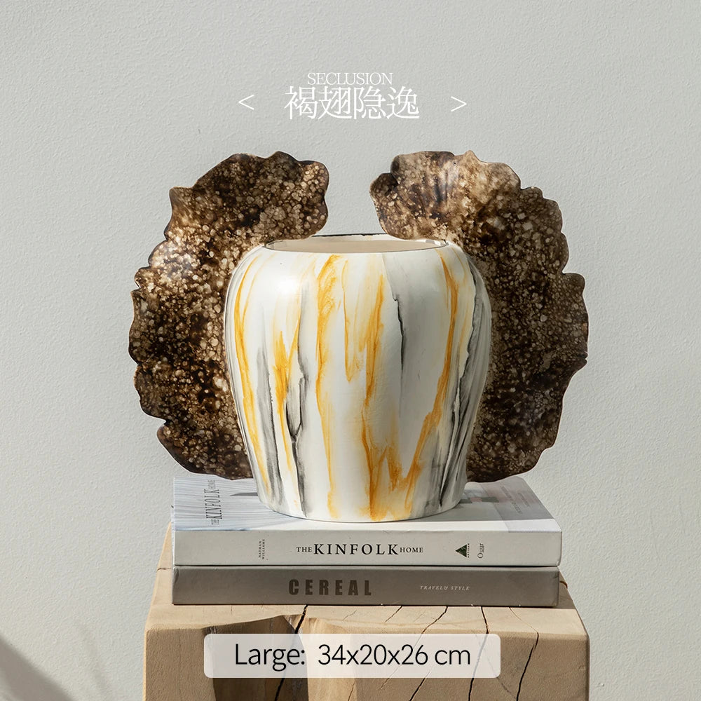 Merlin Living Hand Painting Flower Vase for Home Decor Butterfly Vase Ceramic Decoration Chaozhou Ceramic Factory Wholesale