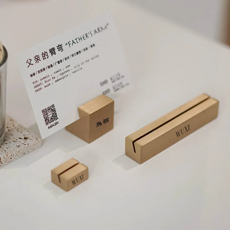 Mordem  Personalized Brass  Table  Card Holder Price Tag Holder Business Card Desktop Table Card Holder Photo Clip Cube Stand