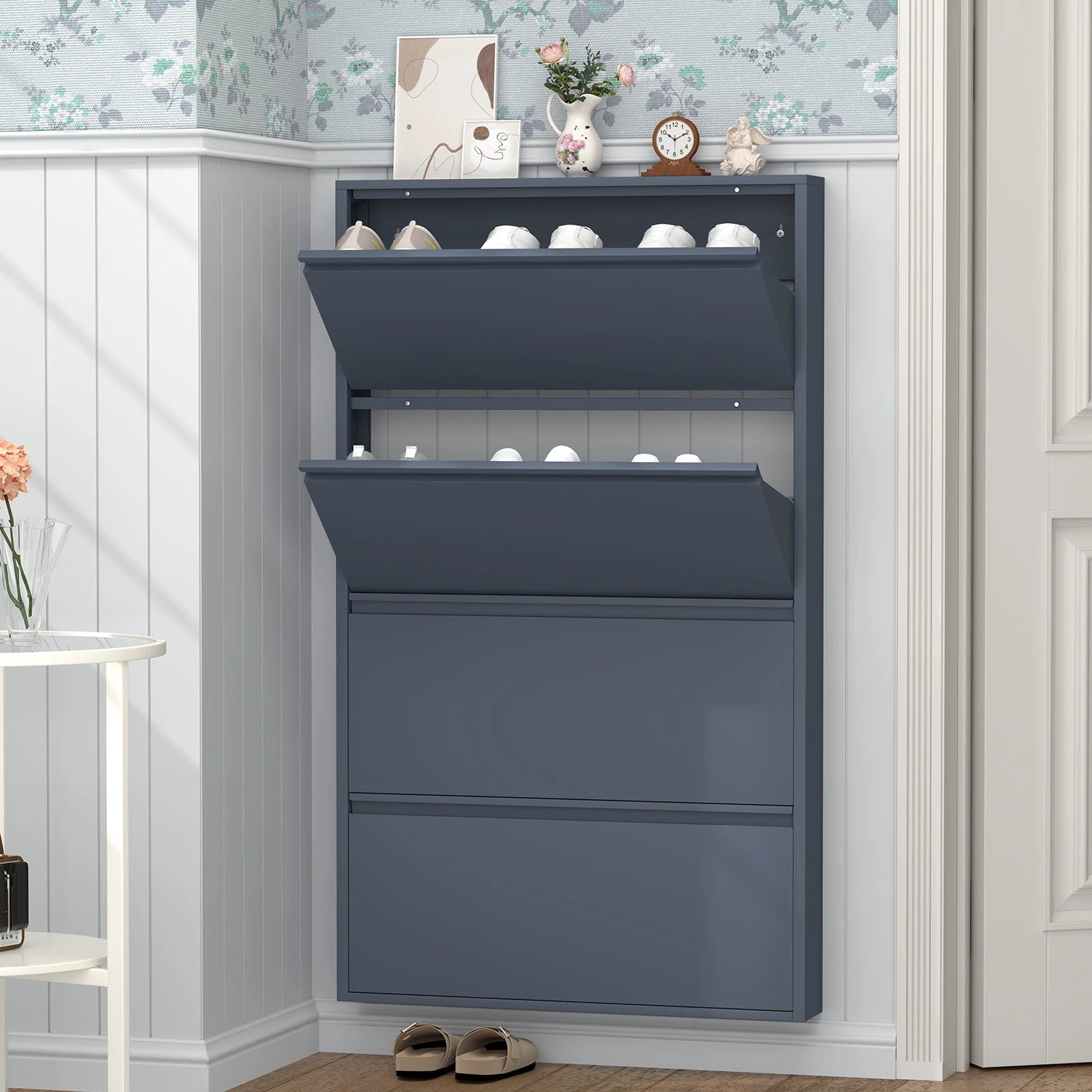Modern Steel Ultra-Thin Steel Shoe Rack Living Room Home Metal Shoe Cabinet Household Shoe Rack
