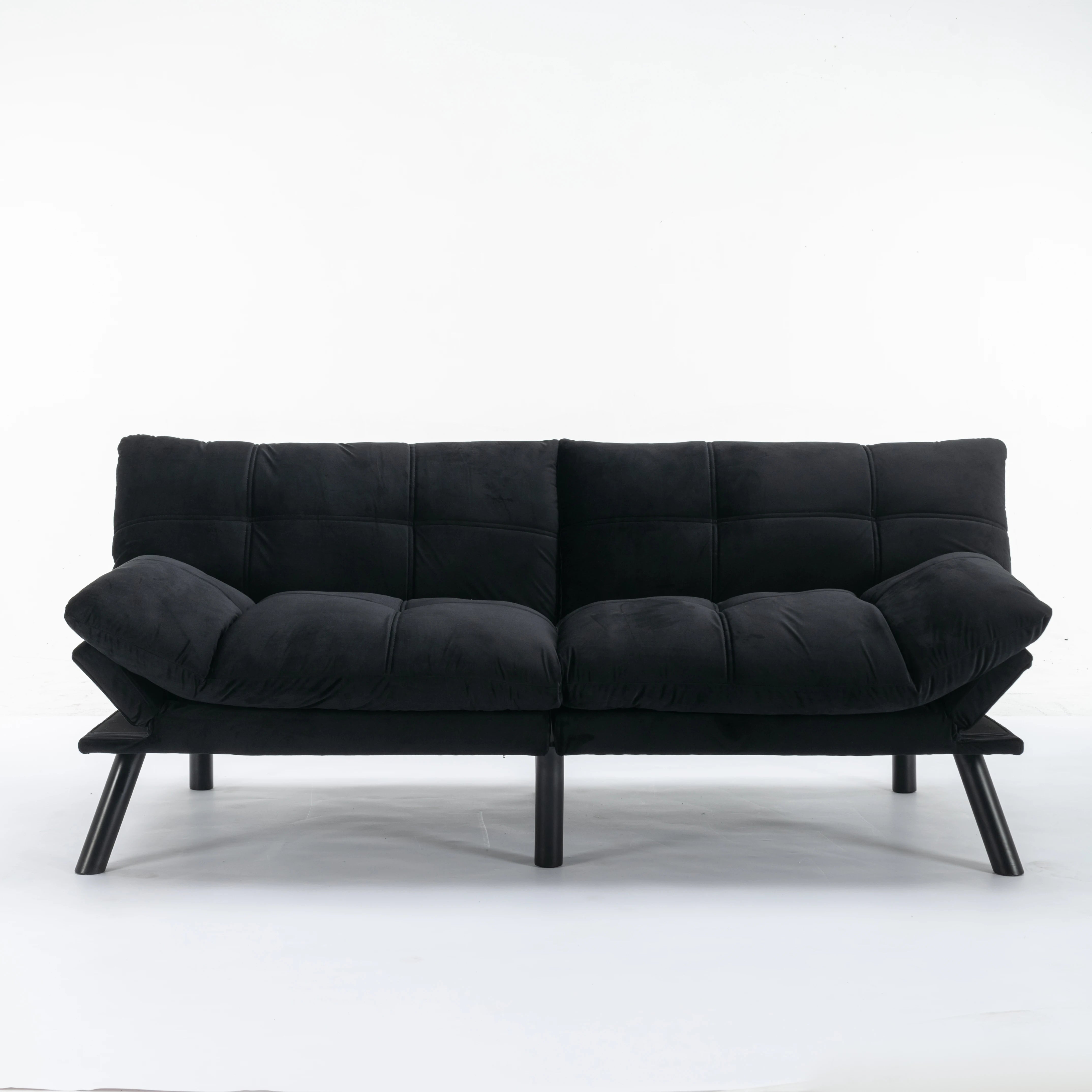 Convertible Folding Sofa Bed 2-Seater Modern Upholstered Sleeper Adjustable Armrests Backrest Modular Space-Saving Twin