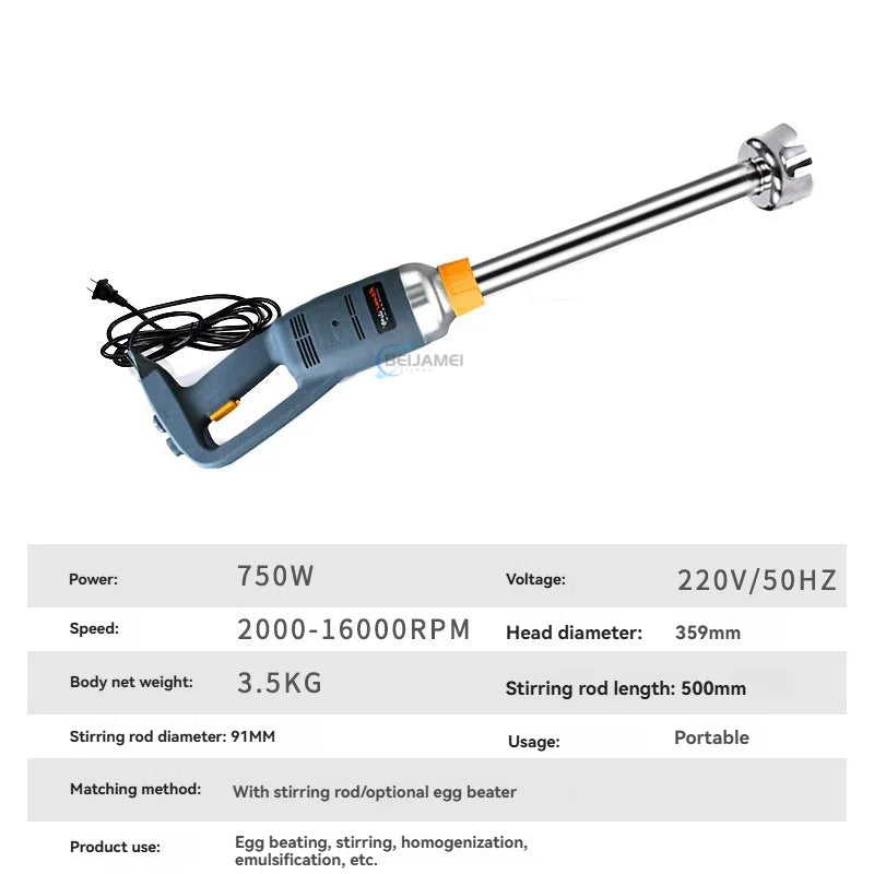 750W High Power Handheld Homogenizer | Commercial Food Mixer | for Milk Tea/Baking/Cream | with Mixing Stick