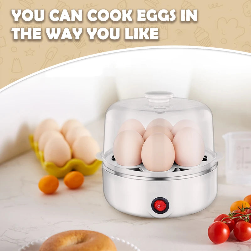 Mini Electric 7-Capacity Poacher Plastic Soft-Boiled Egg Maker for Kitchen Cooking and Gadgets