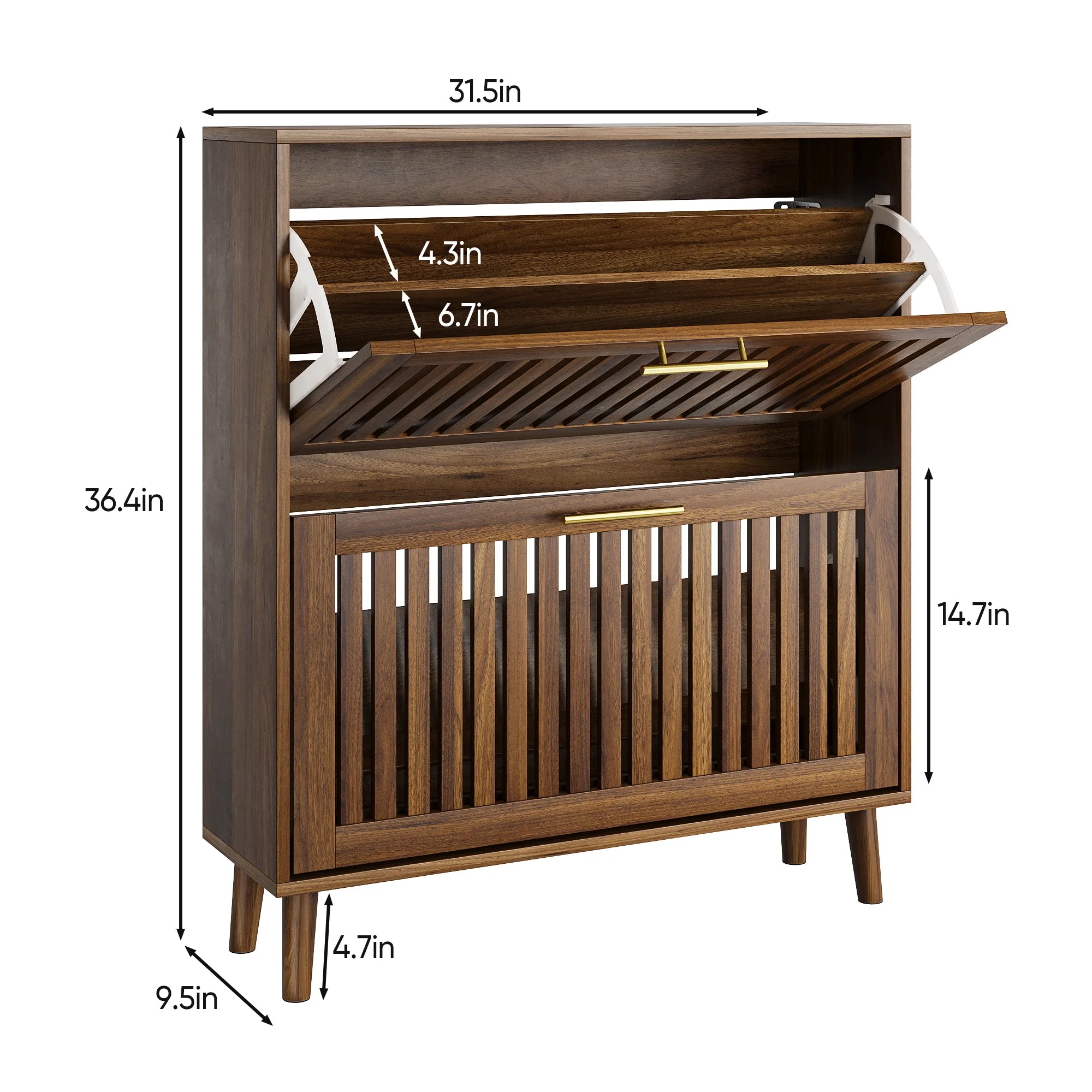 Wooden Shoe Cabinet Storage for Entryway and Modern Shoe Rack Cabinet for Living Room