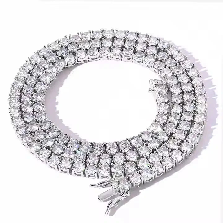 Wholesale 2mm 3mm 4mm CZ Cubic Zirconia Link Necklace 16Inch 18 Inch Fashion Women Tennis Necklace Chain