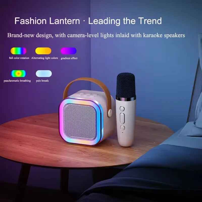 K12 Mini Portable Audio Integrated Microphone Home Singing Karaoke Family Wireless BT Outdoor Portable Speaker with Mics