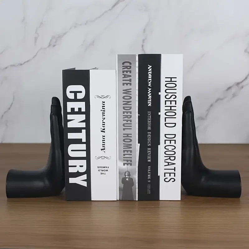 Chic Support, Modern Palm-Shaped Bookends - Decorative Resin Book Stands for Home, Office & Living Room Decor, Study Ornaments