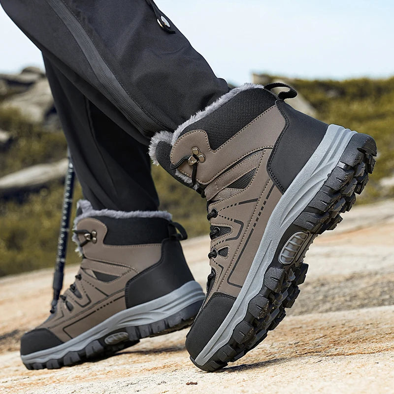 Men's Large Size Outdoor Hiking Boots Casual Sports Shoes with Waterproof and Warm  Comfortable for Winter Sports